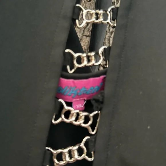 Edikted Goth Grunge Black Halter with Silver Chain Accents - Picture 2 of 7